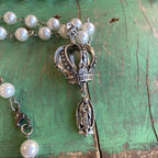 Silver Crown of Mary Pearl Necklace Set