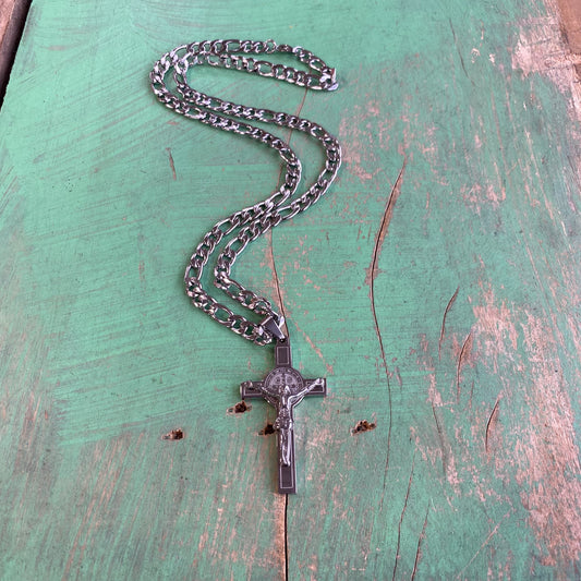 St Benedict Crucifix Figaro Chain