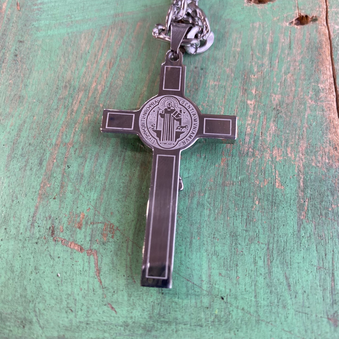 St Benedict Crucifix Figaro Chain