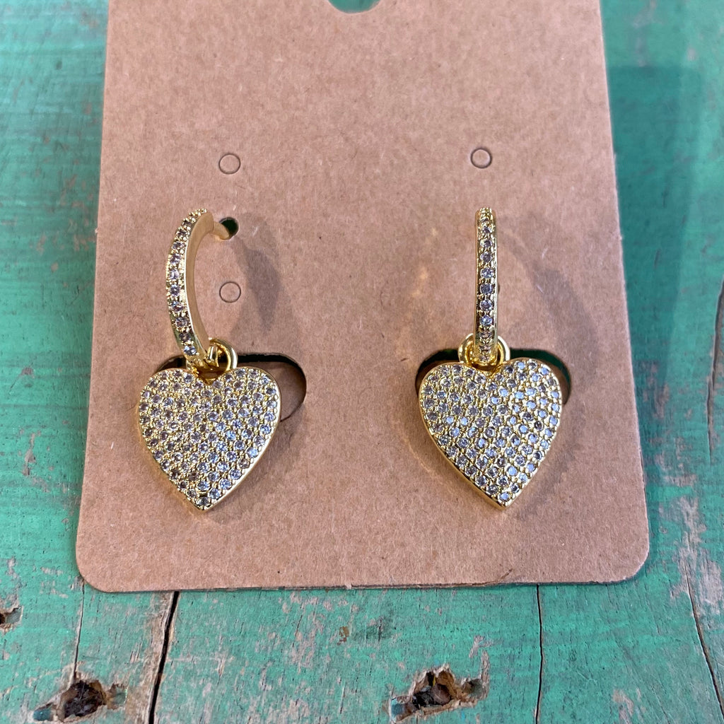 Pave Heart Huggie Hoop Earrings