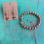 Rose Gold Hematite Love Bracelet and Earrings Set
