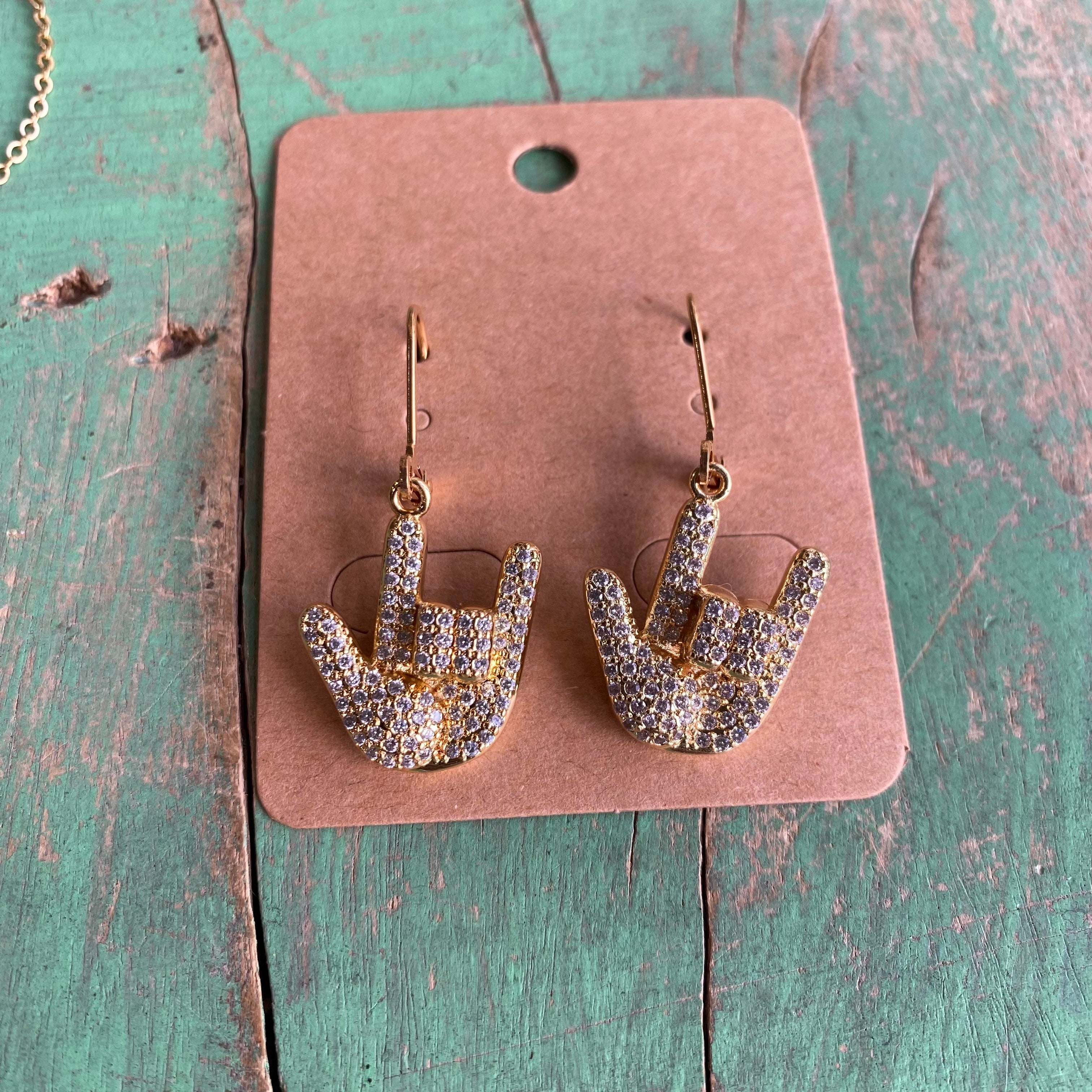 Sign Language "I Love You" Necklace and Earrings Set