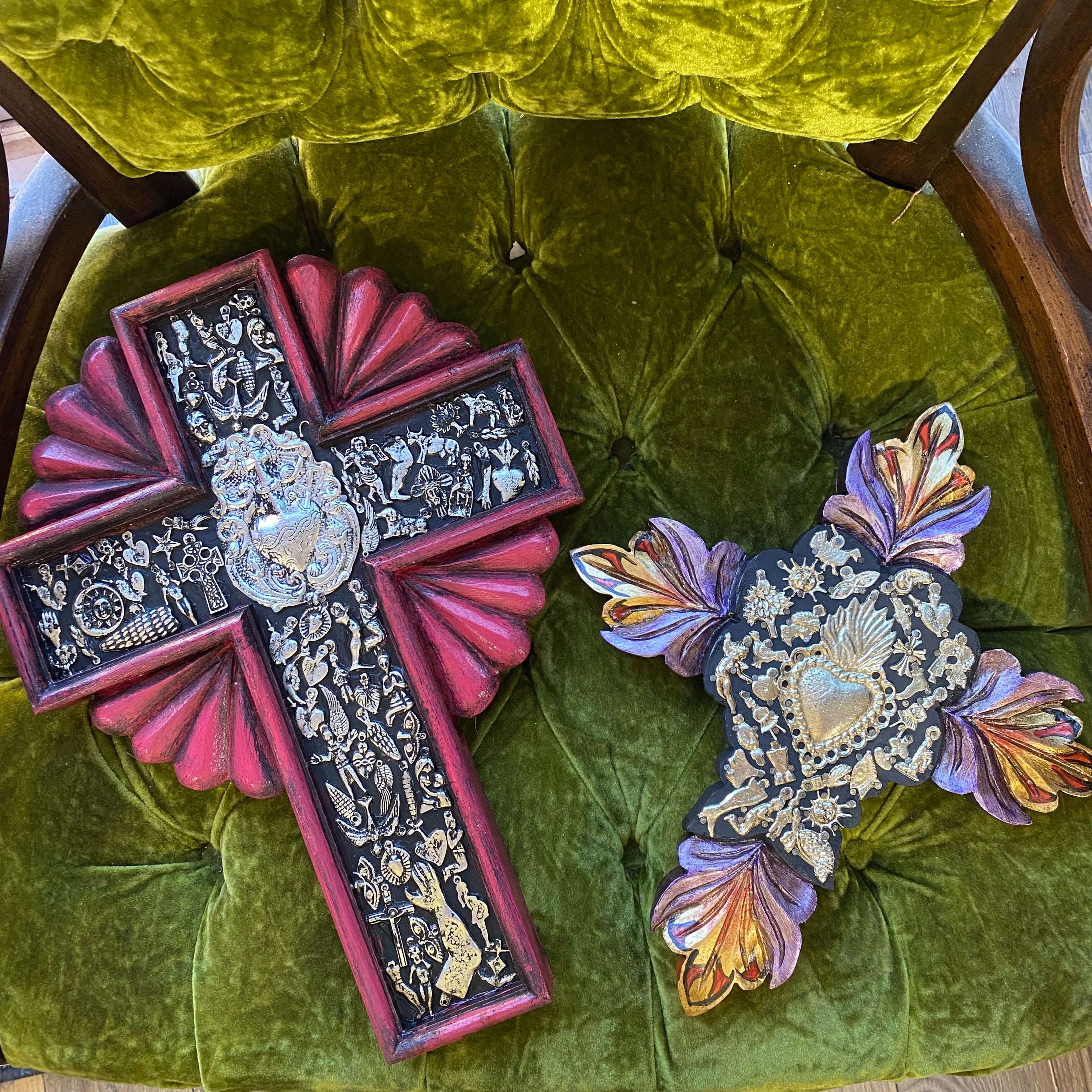 Flower Petals Milagros Cross