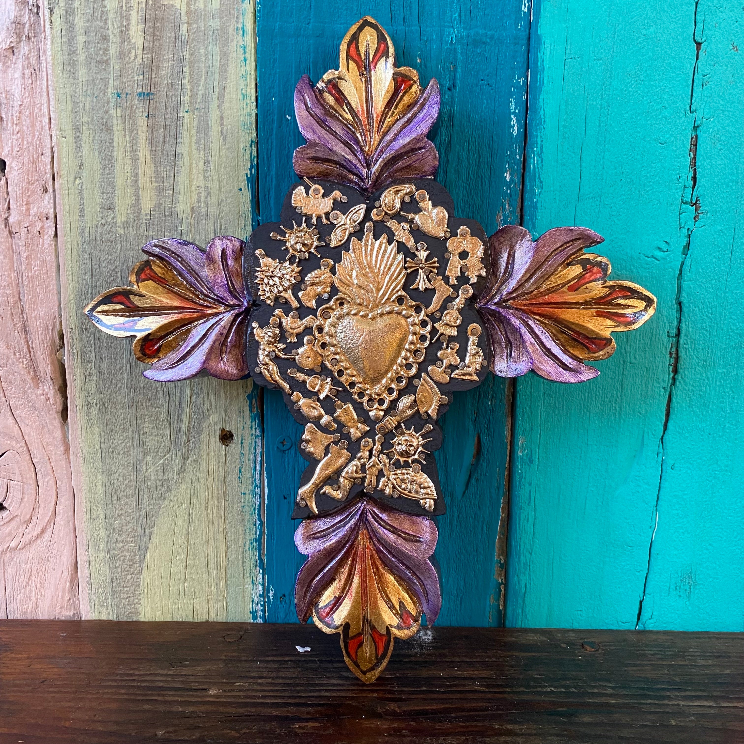 Flower Petals Milagros Cross