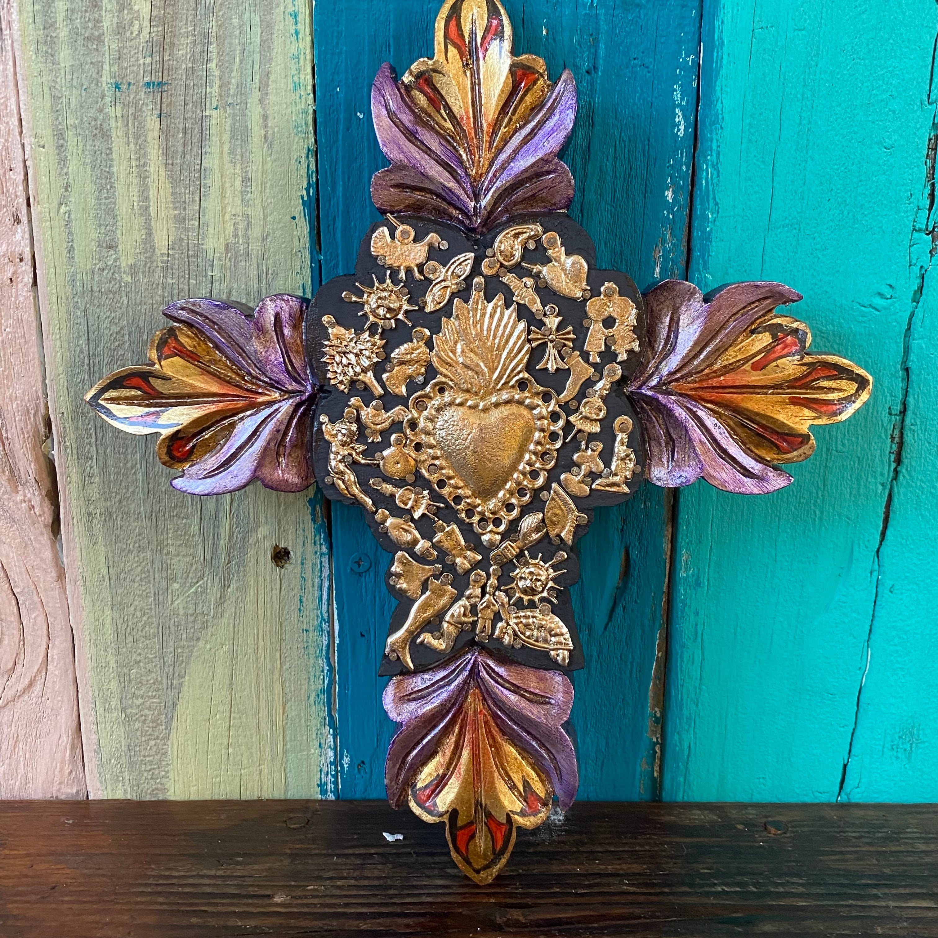 Flower Petals Milagros Cross