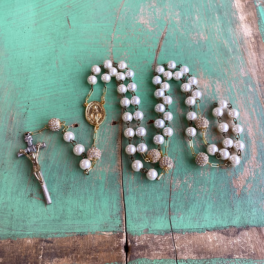 Vintage Elegance Pearl Rosary