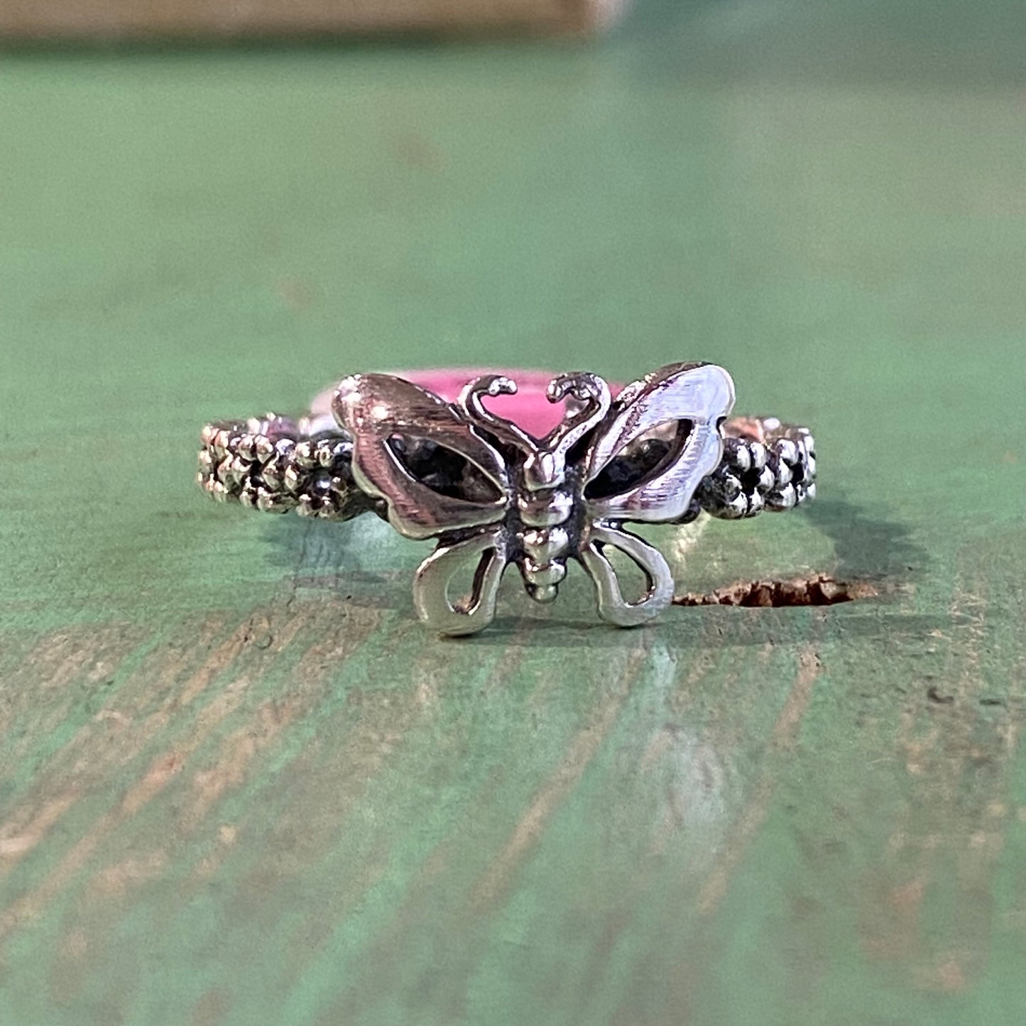 Sterling Silver Butterfly Flower Ring