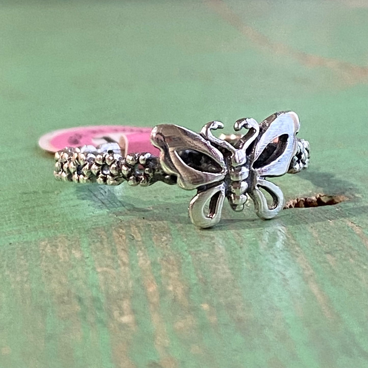 Sterling Silver Butterfly Flower Ring