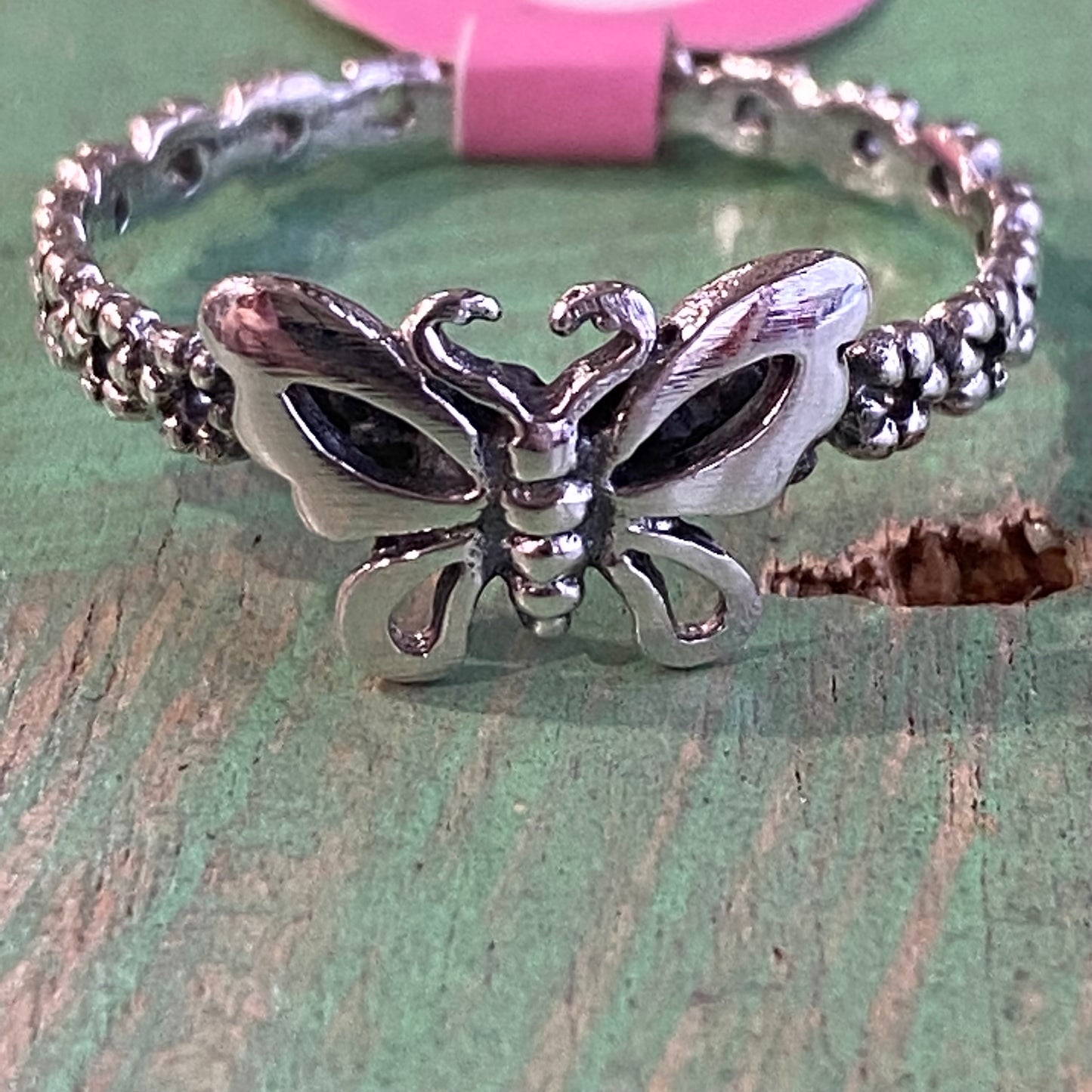 Sterling Silver Butterfly Flower Ring