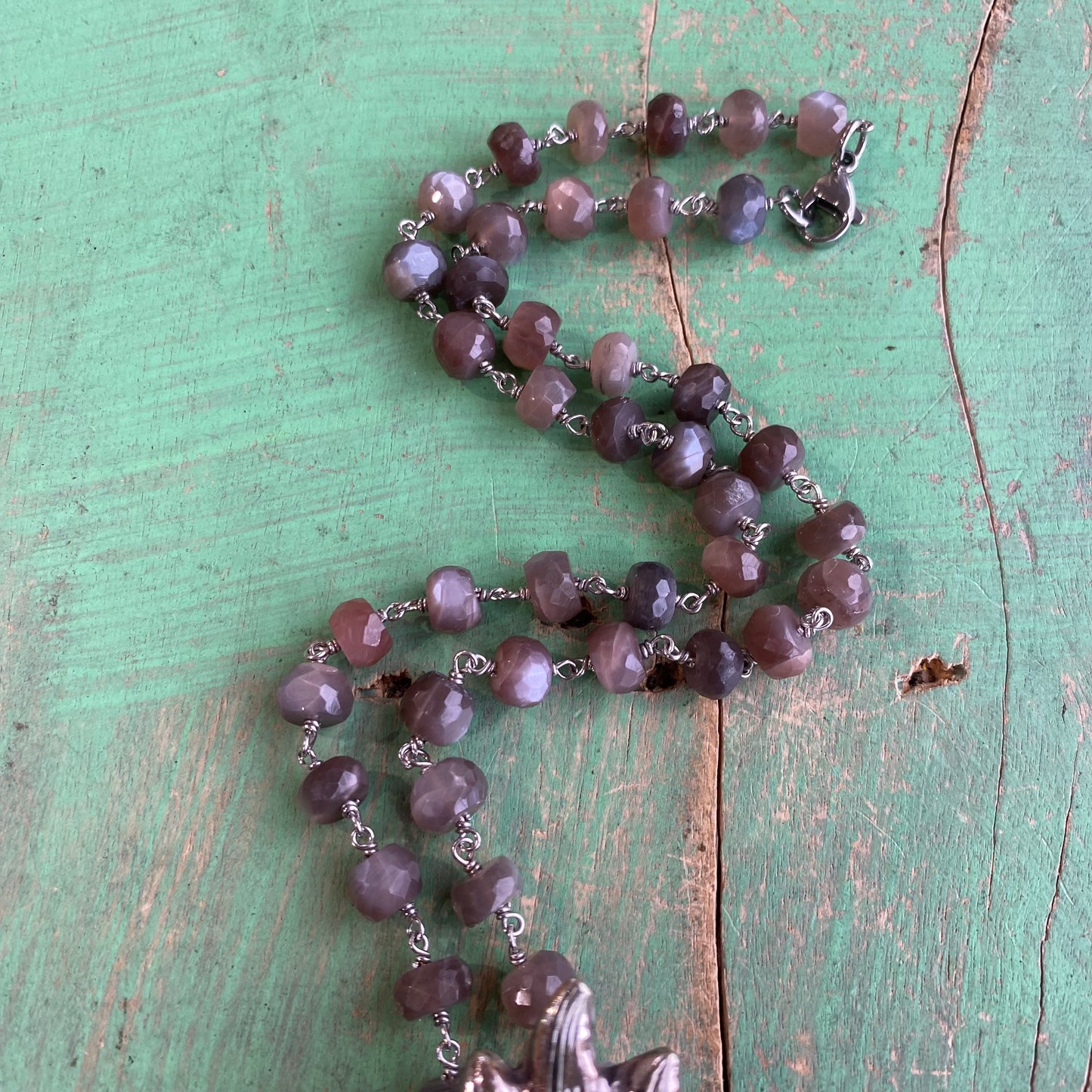 Turquoise Sacred Heart Labradorite Chain