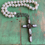 Toggle Clasp Freshwater Pearl Cross Necklace