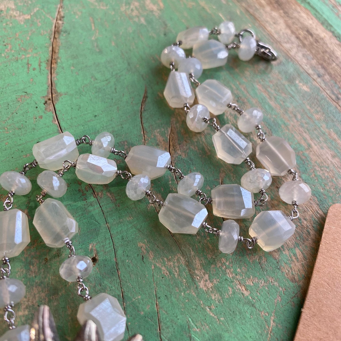 Chalcedony Stone Sacred Heart Necklace and Earrings