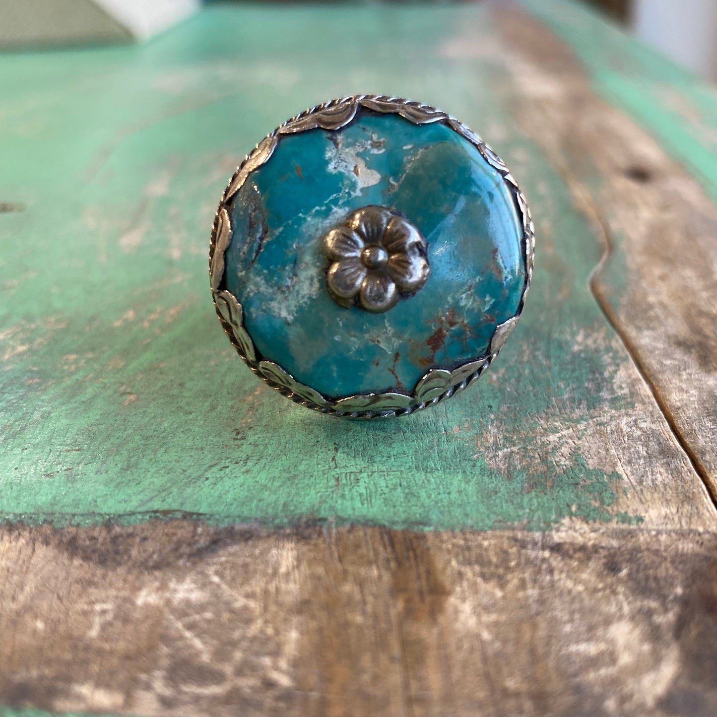 Turquoise Stone Flower Ring