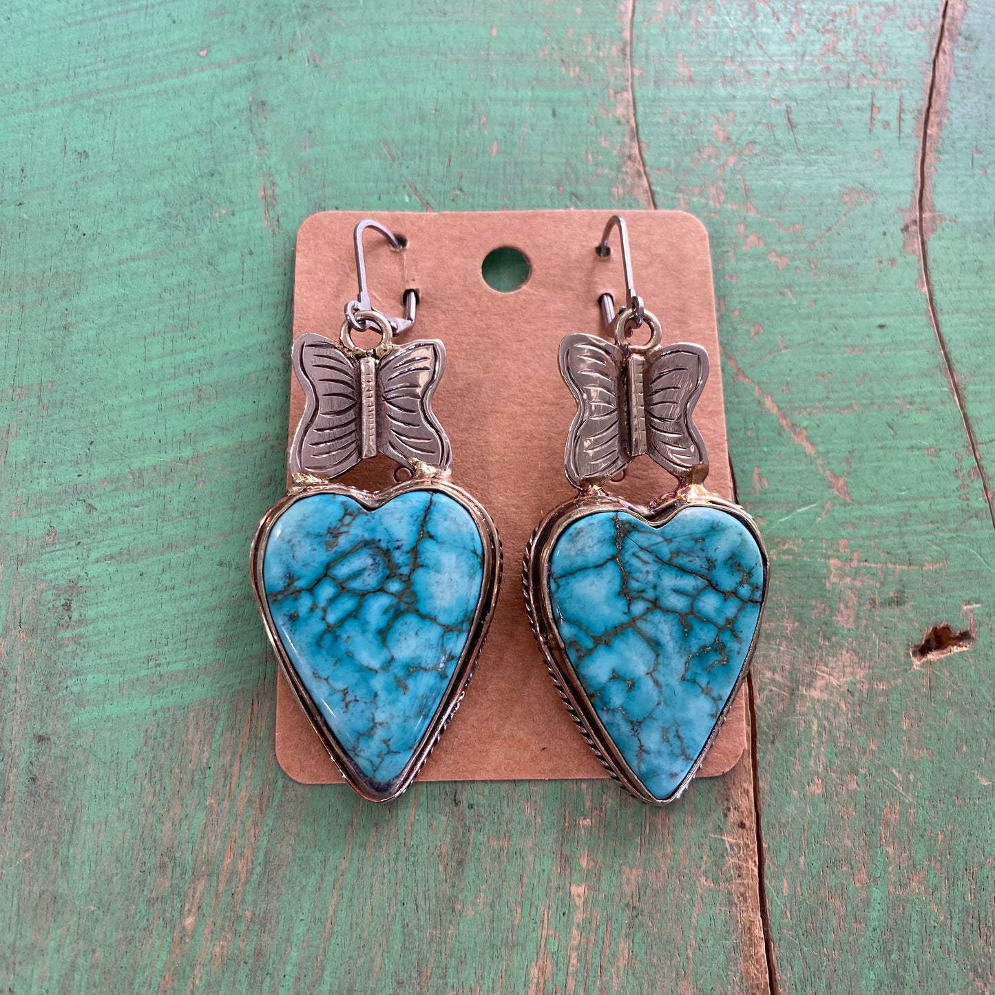 Butterfly Turquoise Heart Necklace and Earrings