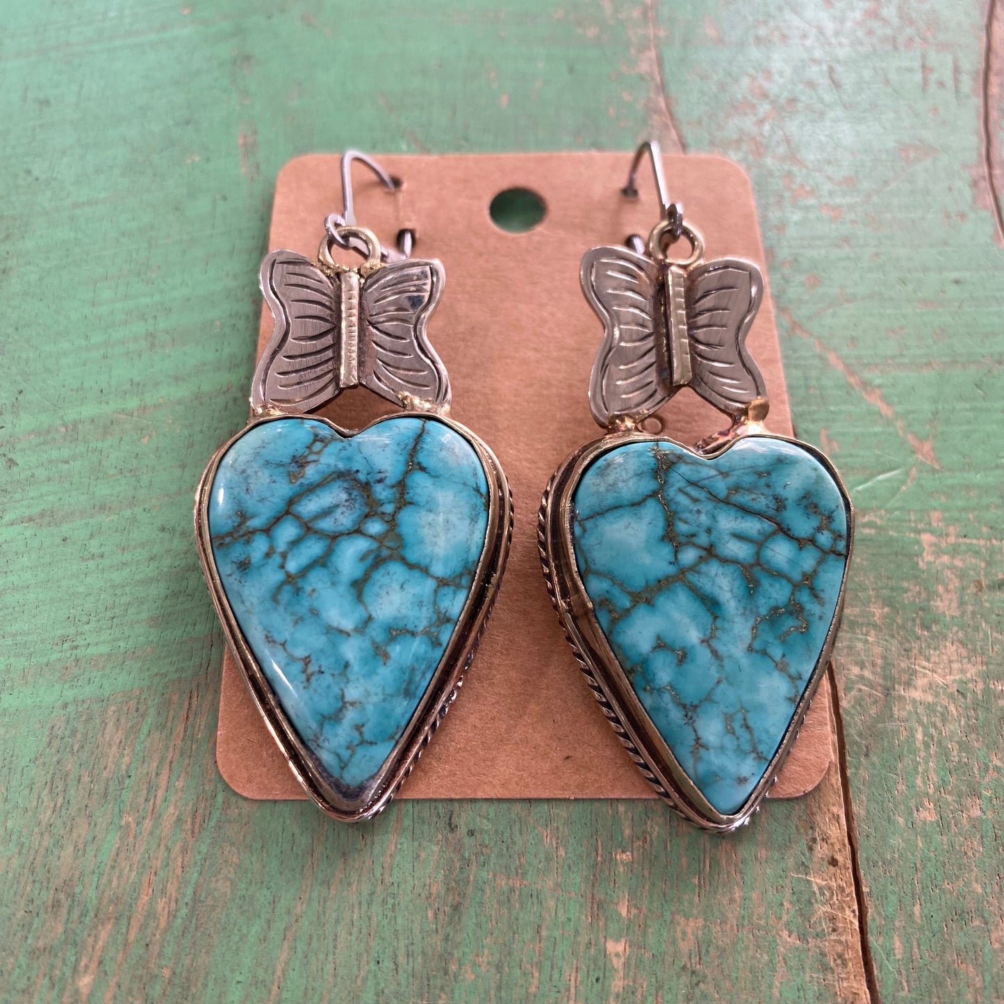 Butterfly Turquoise Heart Necklace or Earrings