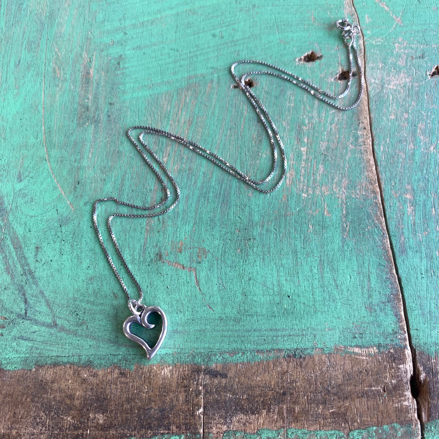 Sterling Silver Heart Charm And Necklace