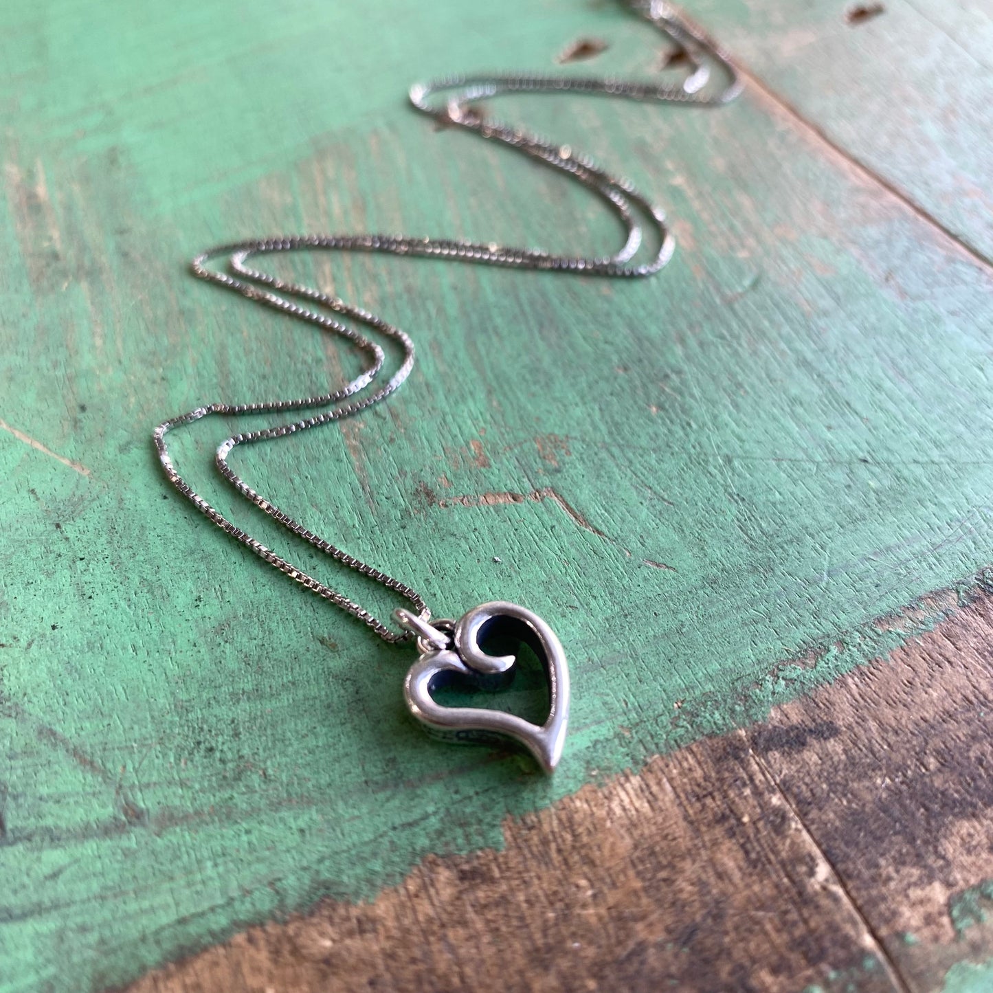 Sterling Silver Heart Charm And Necklace