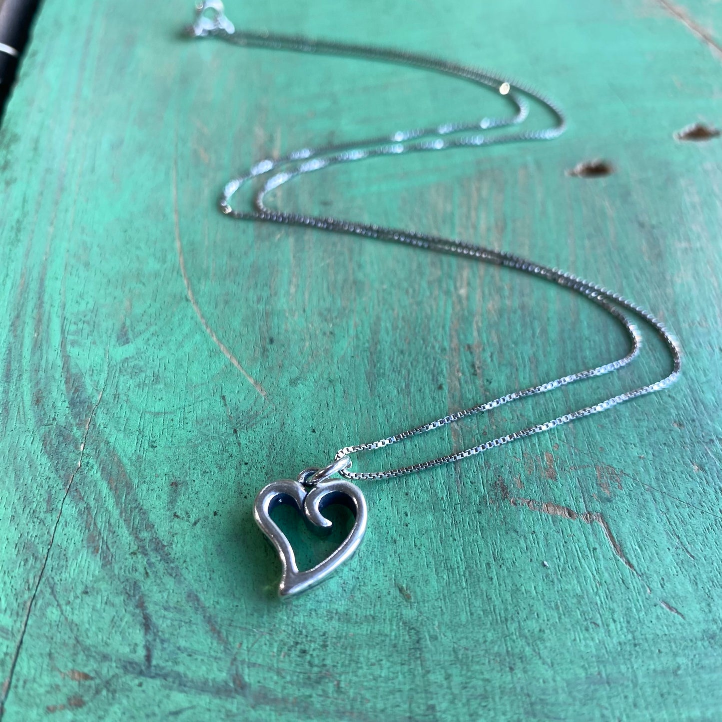 Sterling Silver Heart Charm And Necklace