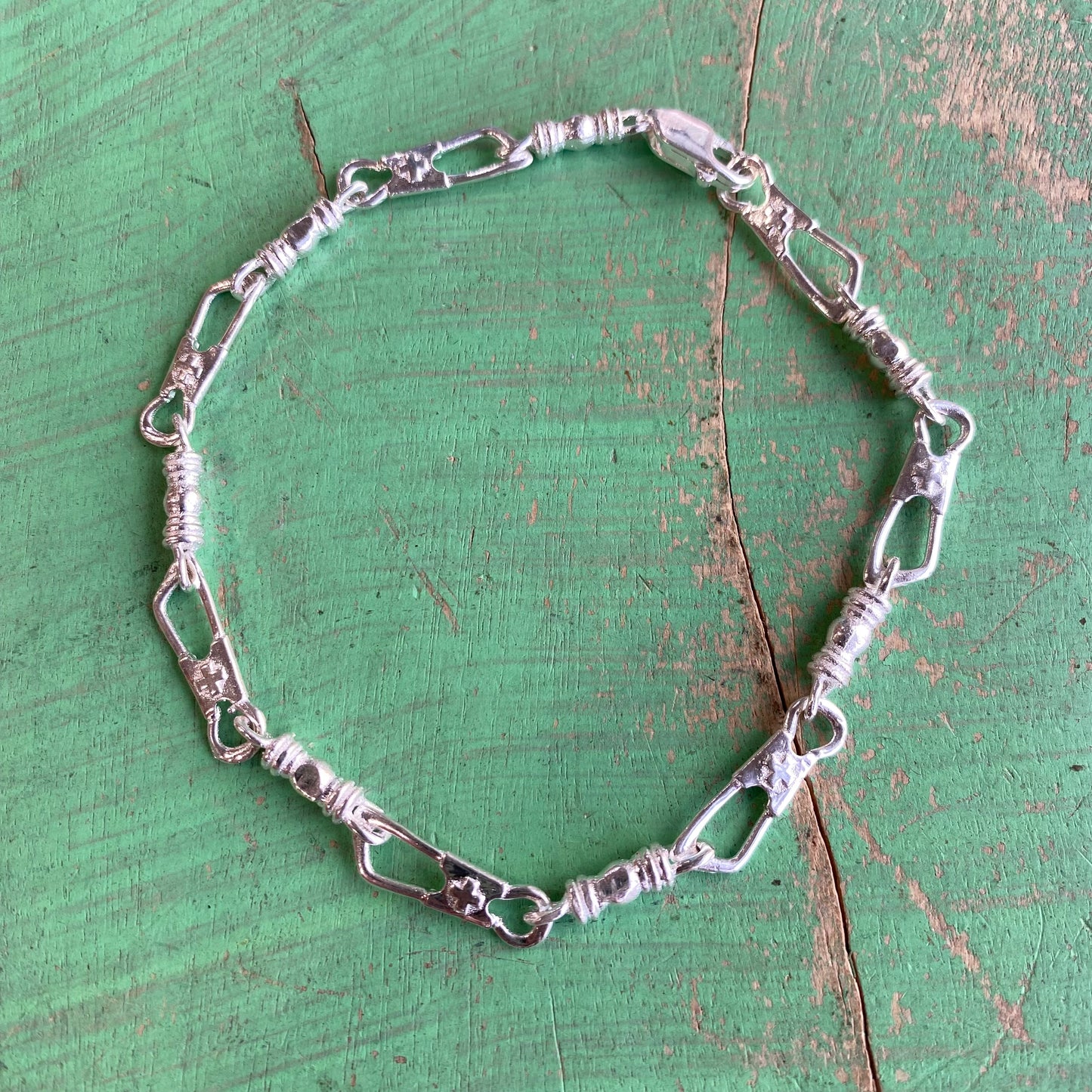 Large Sterling Silver Fishers of Men Bracelet