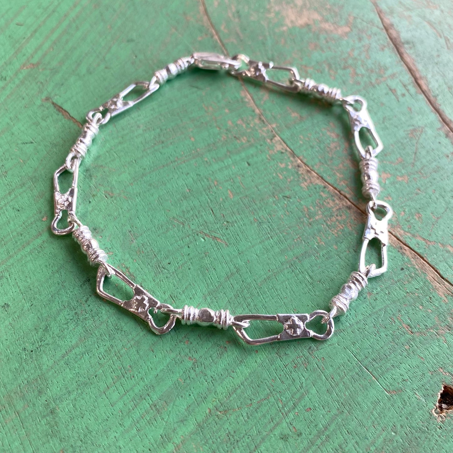 Large Sterling Silver Fishers of Men Bracelet