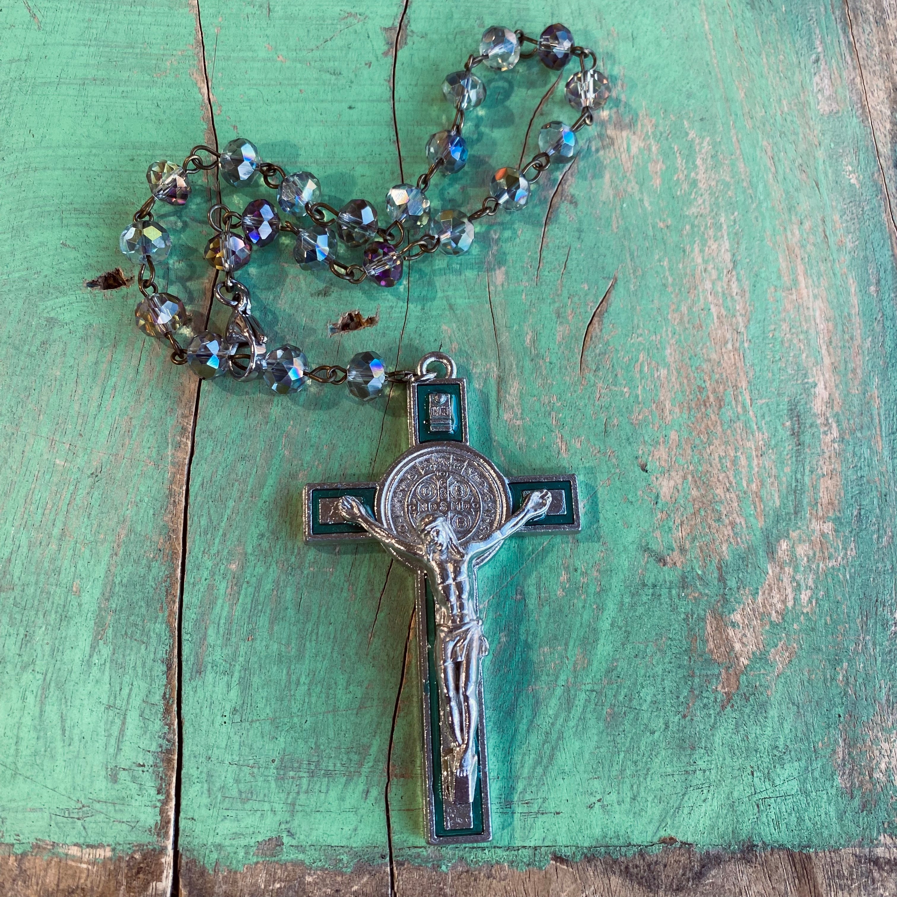 St Benedict Enamel Crucifix Car Blessings