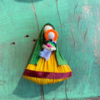 Corn Husk Mary and Baby Jesus Magnet
