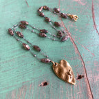 Crystal Chain Heart Necklace and Earrings