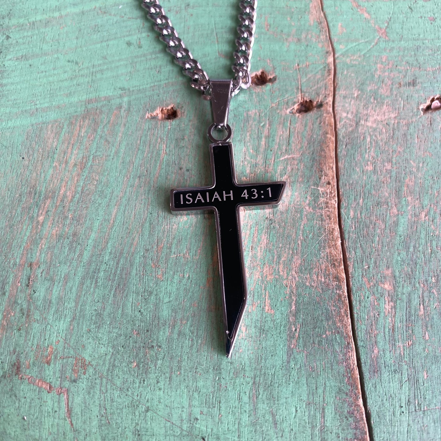 Angle Cross Black New Life Cross 24" Necklace