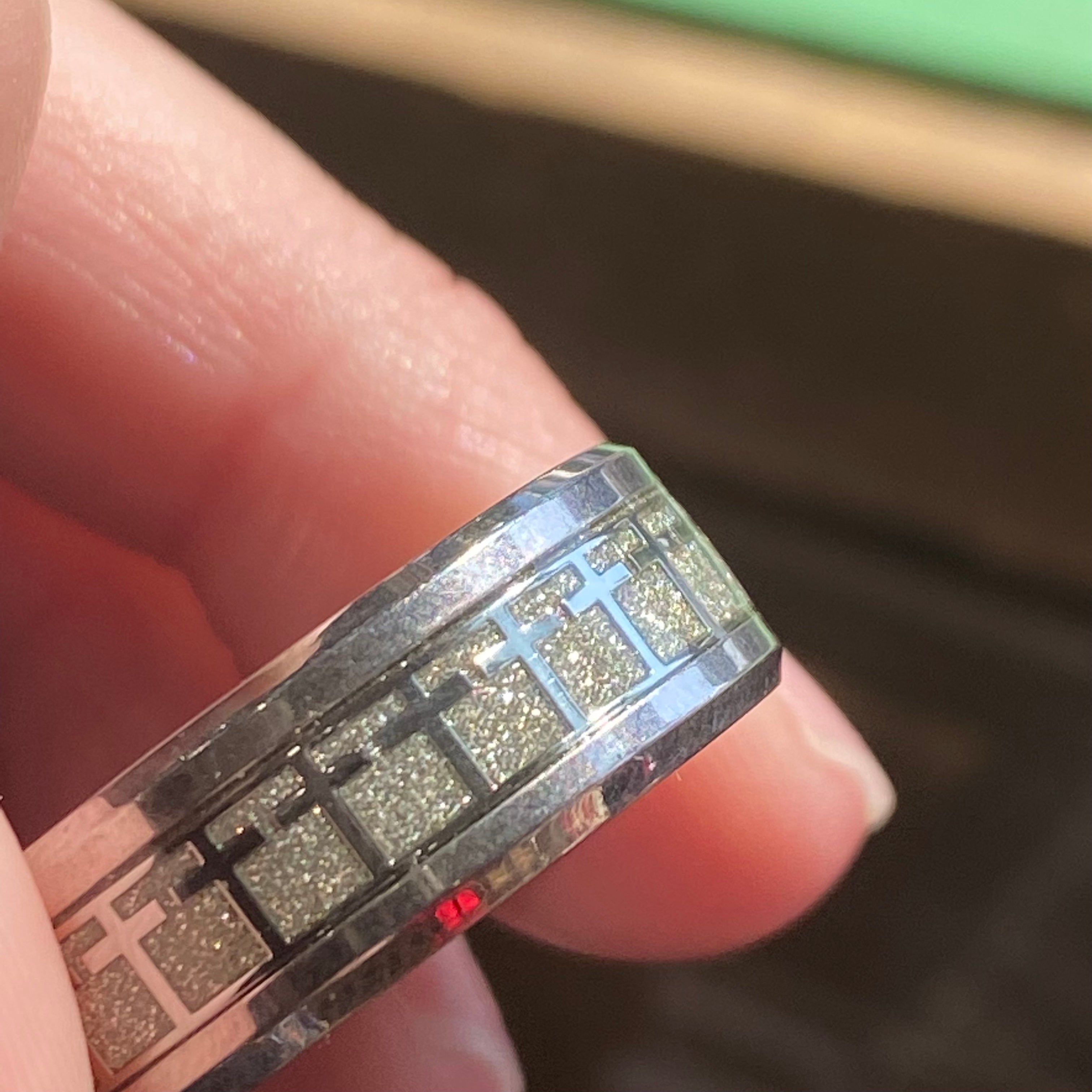 Stainless Steel Row of Crosses Ring