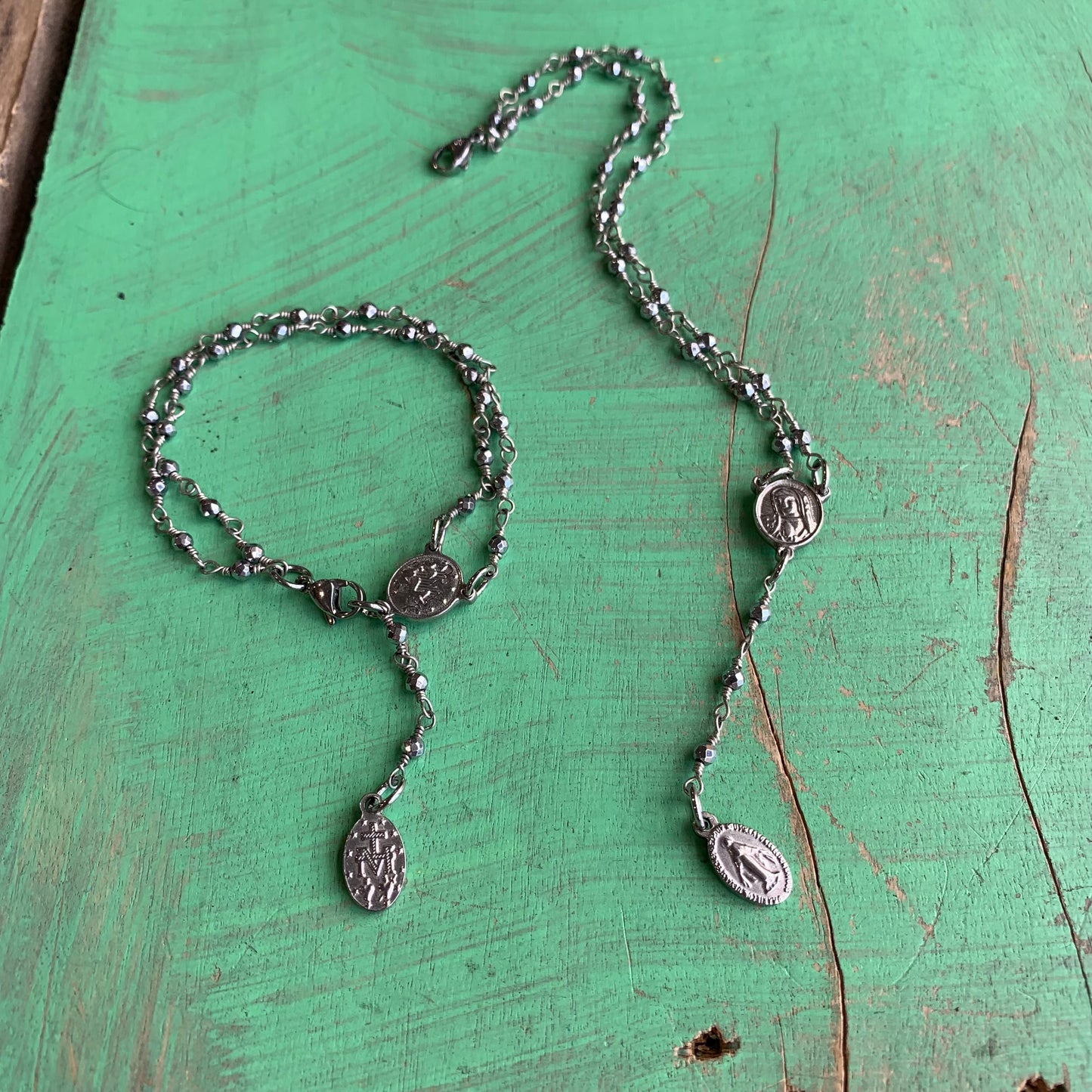 Hematite Rosary Inspired Bracelet