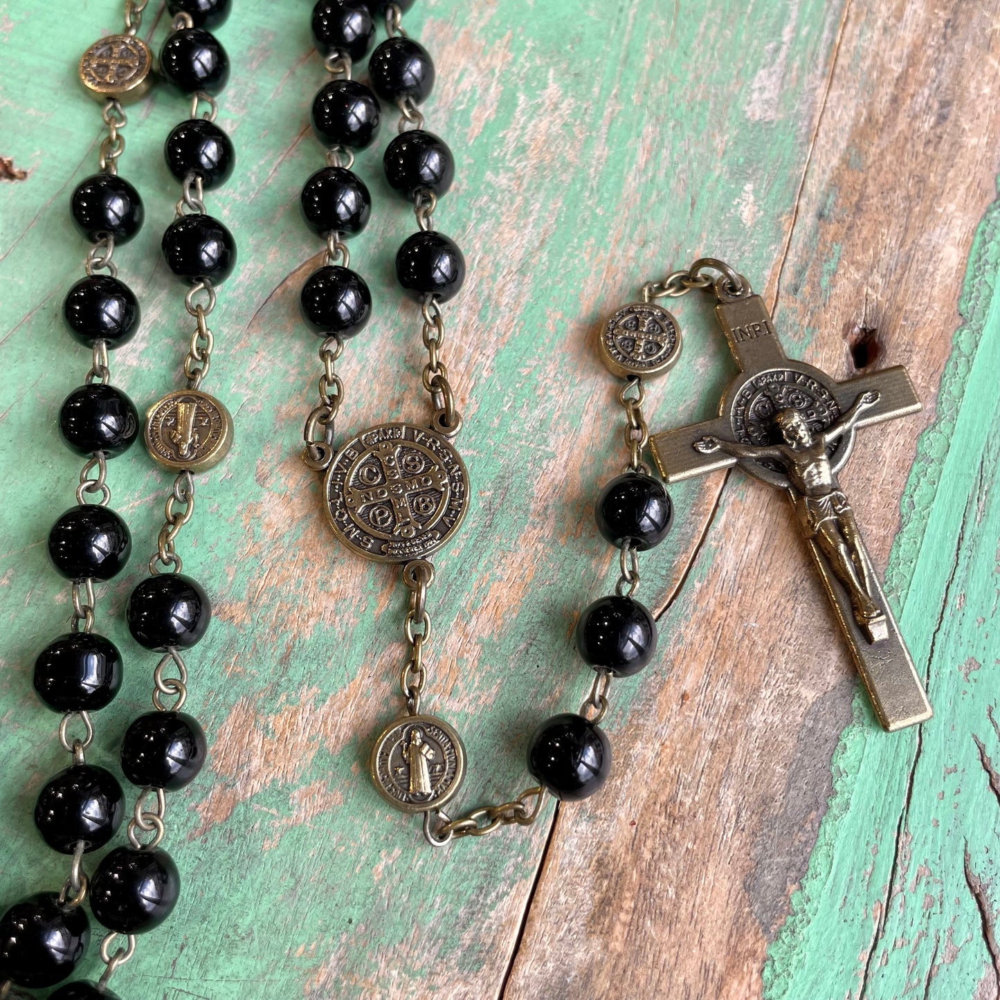 Black and Bronze St Benedict Rosary