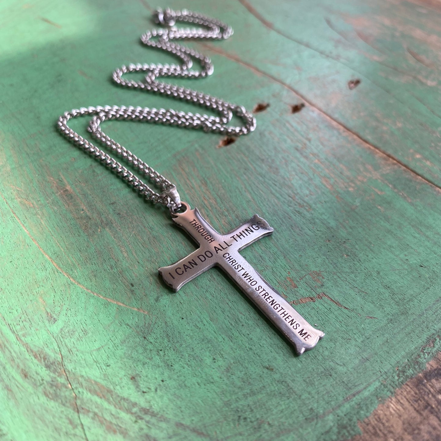 Christ Who Strengthens Me Cross Necklace