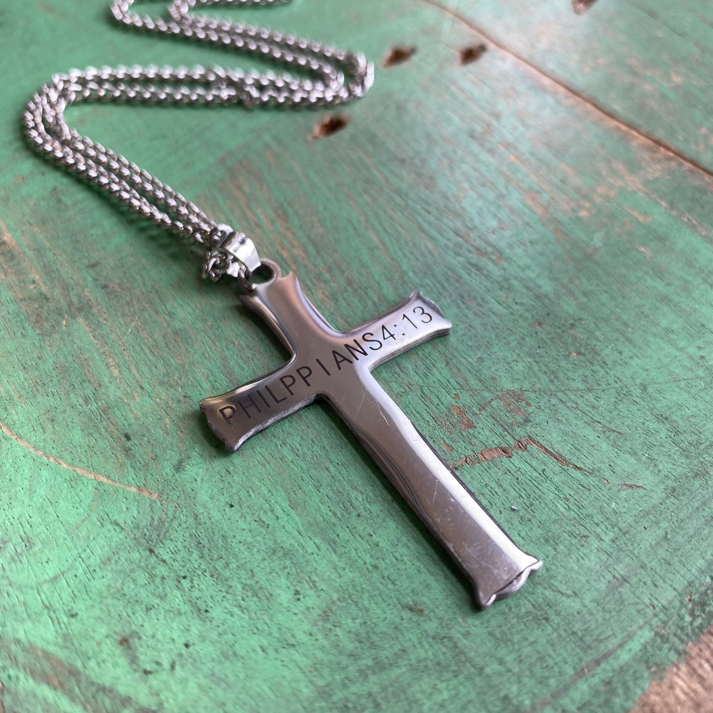 Christ Who Strengthens Me Cross Necklace