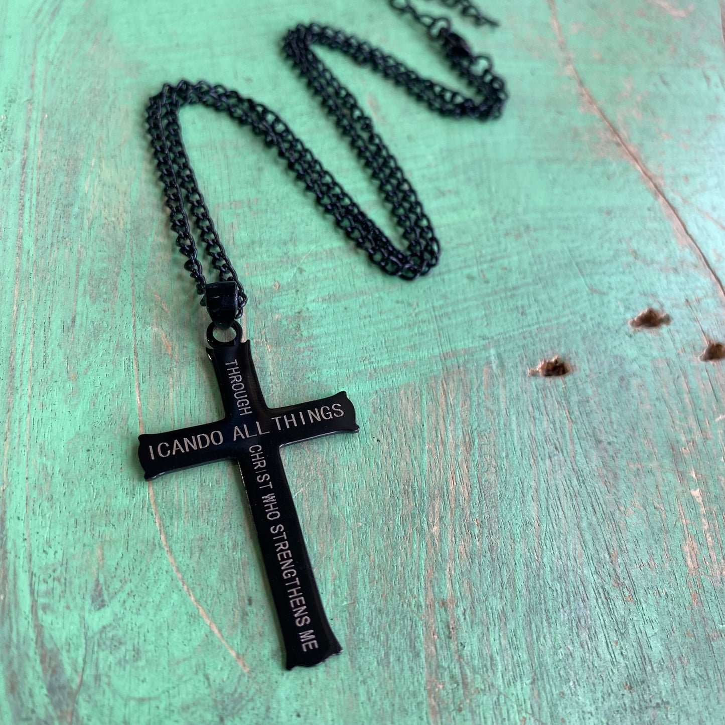 Christ Who Strengthens Me Cross Necklace