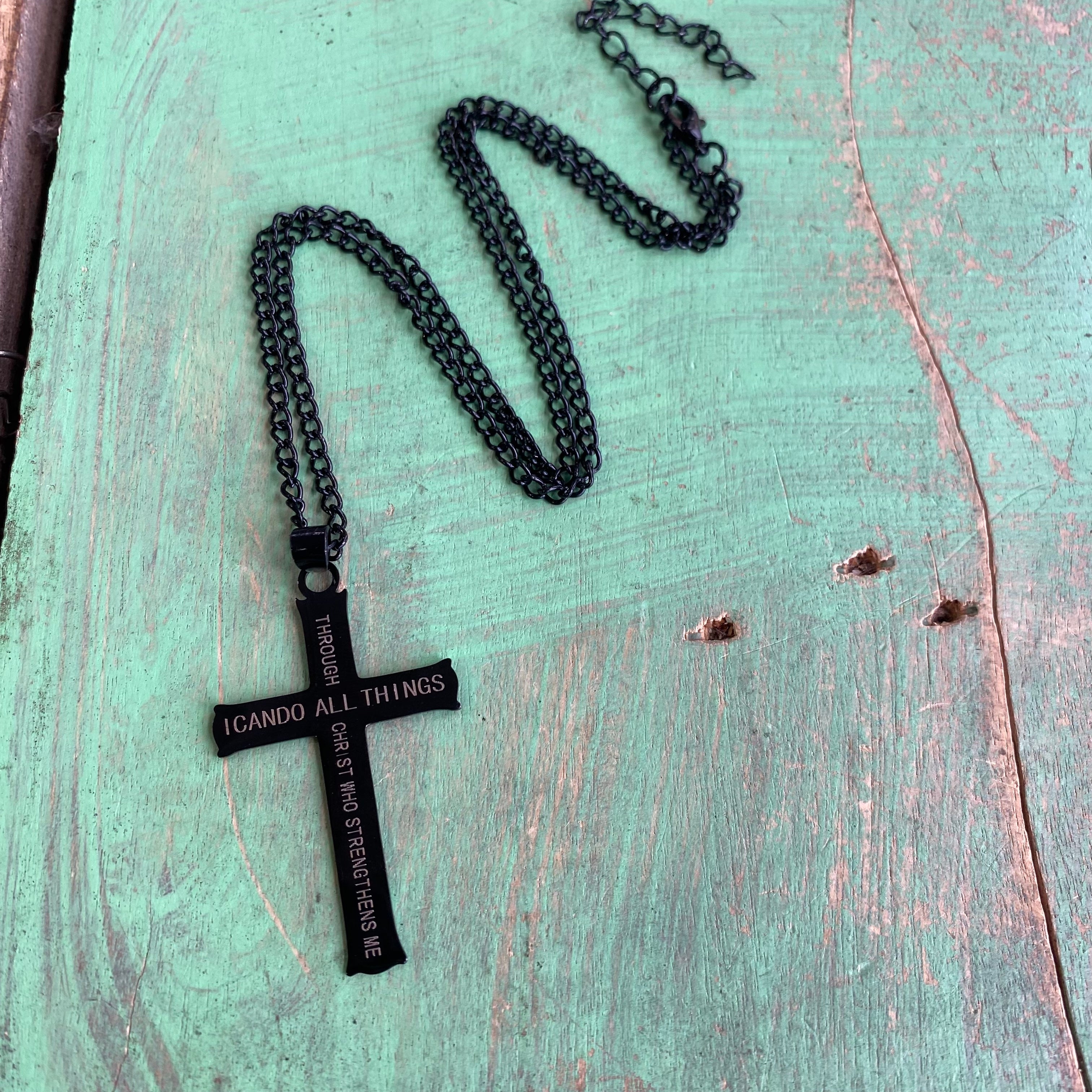 Christ Who Strengthens Me Cross Necklace