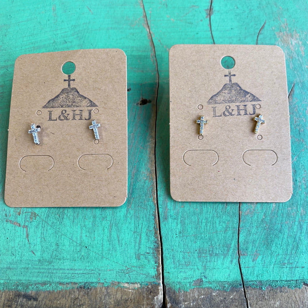 Dainty Mini CZ Cross Earrings