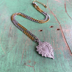 Two-tone Sacred Heart Cuban Link Chain Set