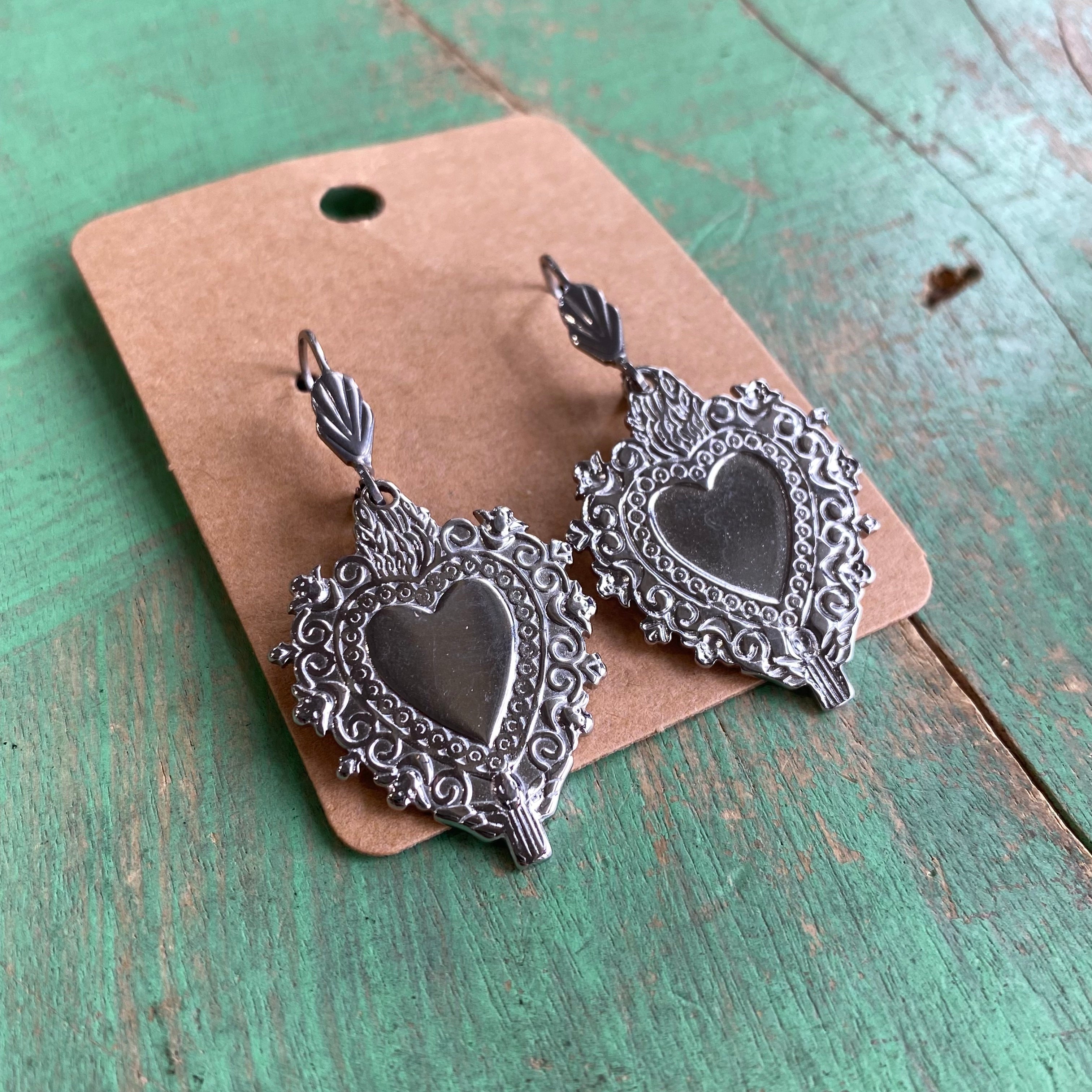 Two-tone Sacred Heart Cuban Link Chain Set