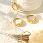 Gold Stainless Steel CZ Stars Dome Ring