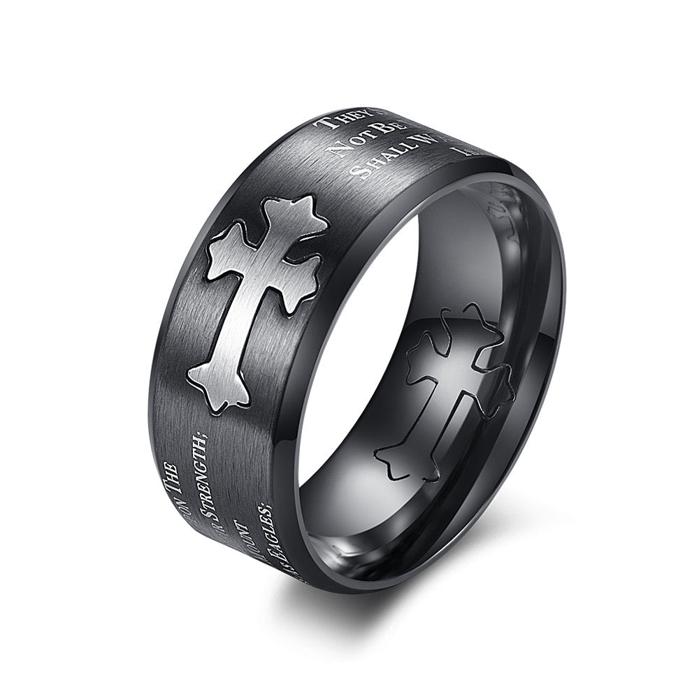 Black Stainless Steel Isaiah 40:31 Ring