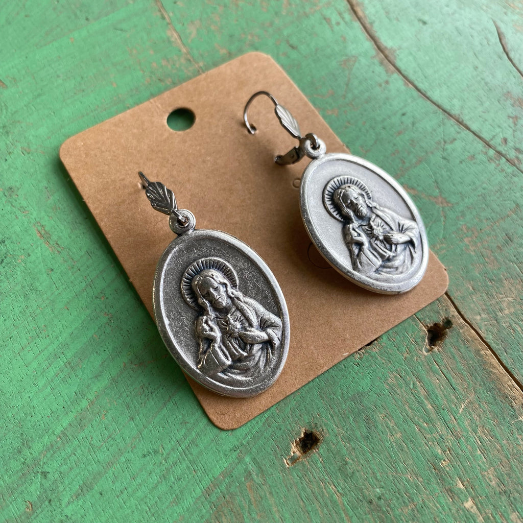 Big Italian Medal Scapular Earrings