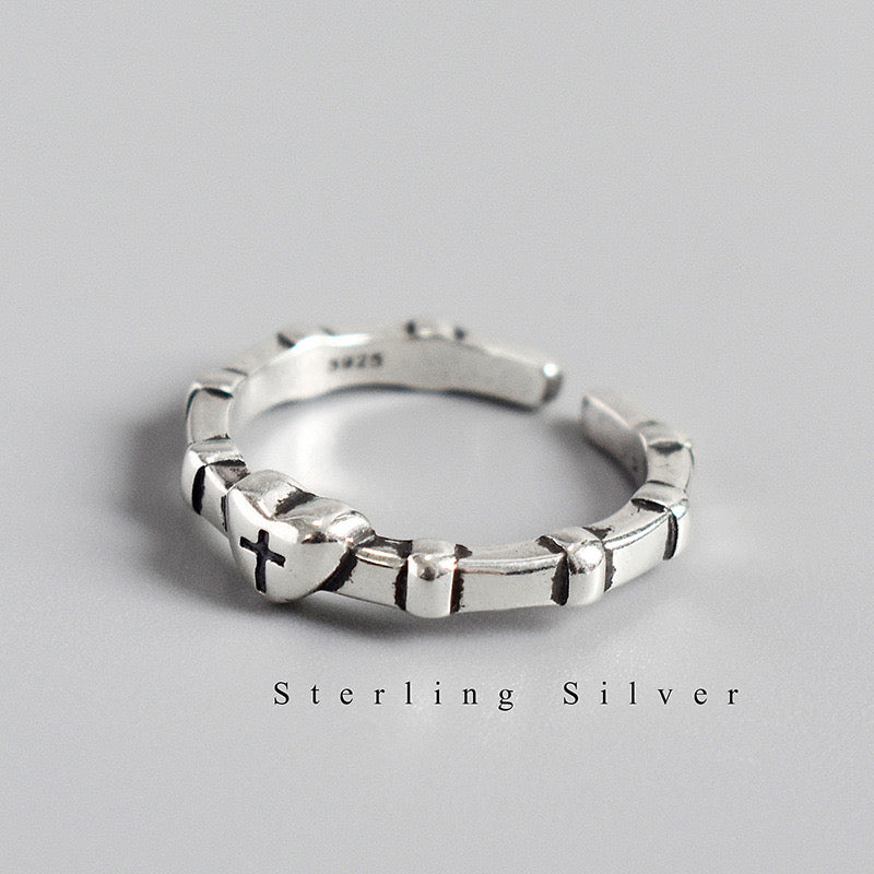 Sterling Silver Stations Adjustable Ring