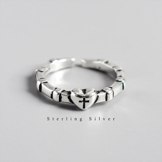 Sterling Silver Stations Adjustable Ring