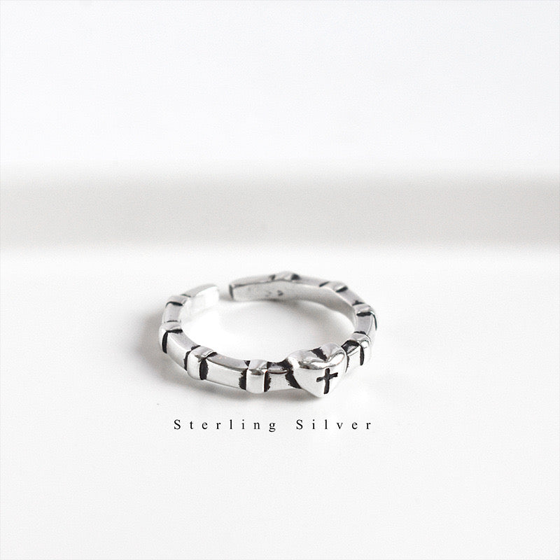 Sterling Silver Stations Adjustable Ring