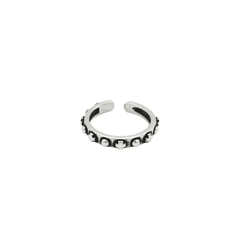 Sterling Silver Cross Dot Adjustable Ring