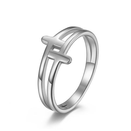 Stainless Steel Double Cross Ring