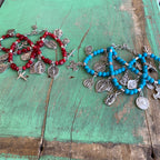 Triple Layer Natural Stone Charm Bracelet