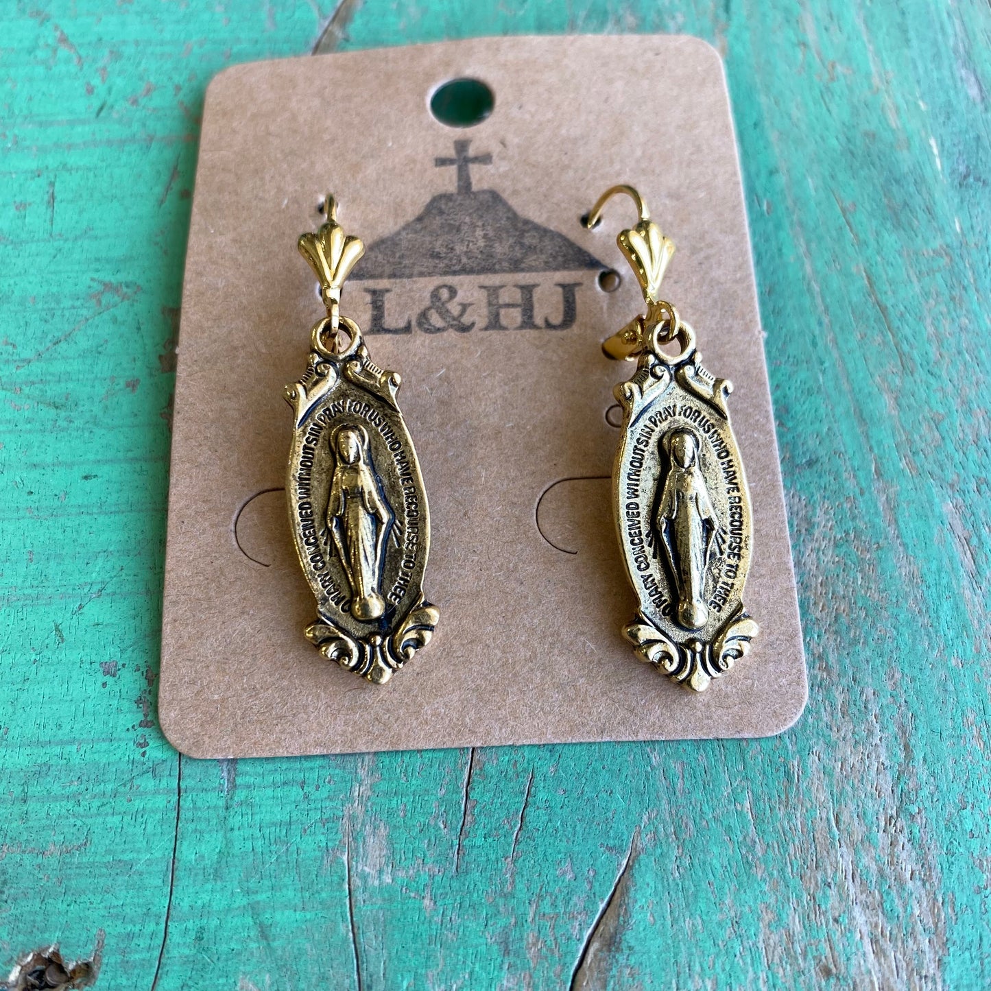 Vintage Miraculous Medal Earrings