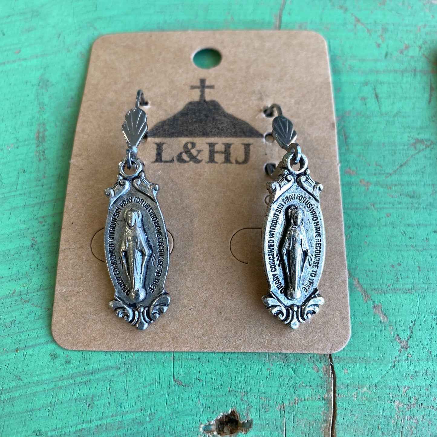 Vintage Miraculous Medal Earrings