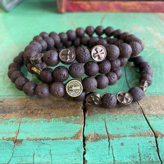 Brown Lava Bead Protection Bracelet